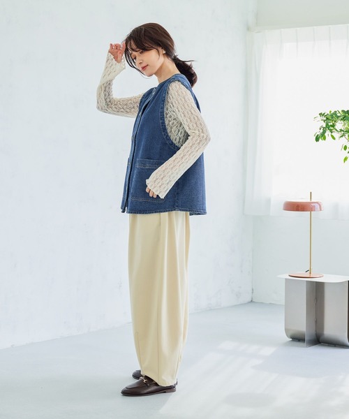 studio CLIP（スタディオクリップ） ベスト ジレ ノーカラーデニム