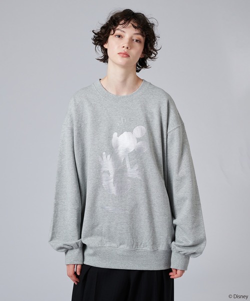 「ONCILY」 スウェットカットソー「Disneyコラボ」 LARGE シルバー メンズ_画像2