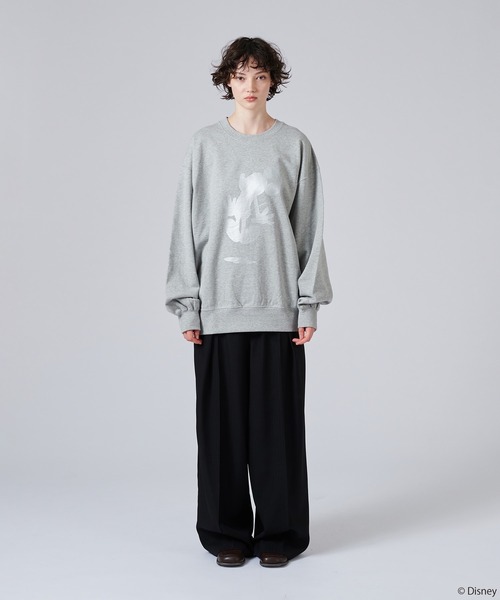 「ONCILY」 スウェットカットソー「Disneyコラボ」 LARGE シルバー メンズ_画像7