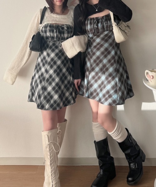 「nemne store」 コンビワンピース フリー ホワイト レディース_画像2