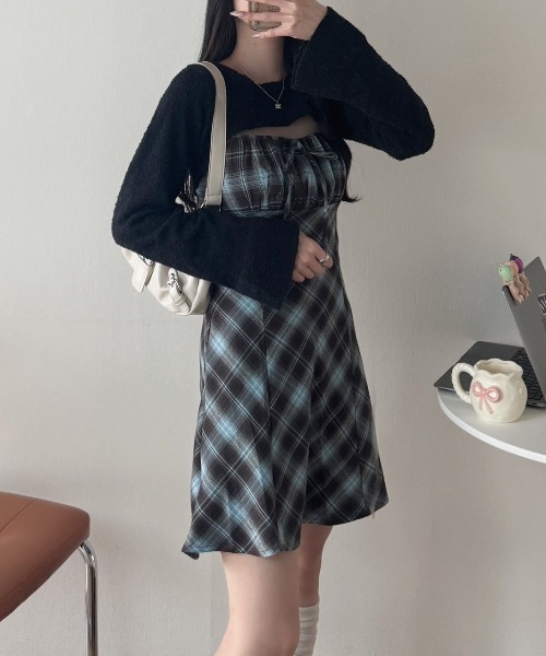 「nemne store」 コンビワンピース フリー ホワイト レディース_画像4