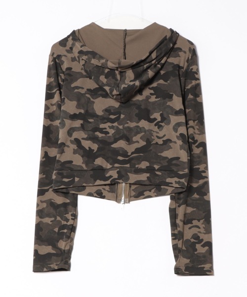 sweats collective 迷彩ダブルジップパーカー CANVAS+ パーカー 「CANVAS＋」クロップド丈迷彩柄ダブルジップ