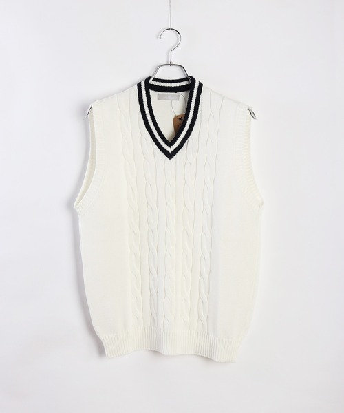 「WESTSEA」 ノースリーブニット S ライトベージュ メンズ_画像2