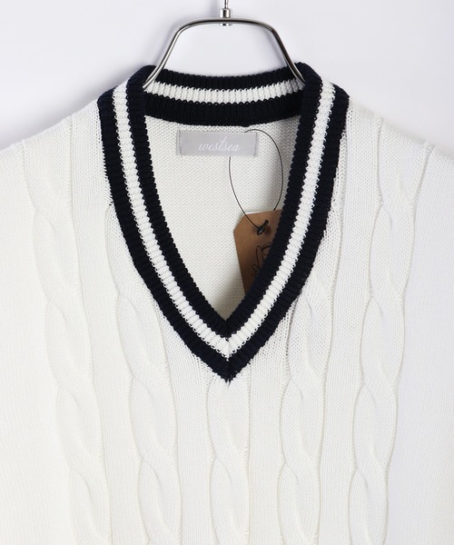 「WESTSEA」 ノースリーブニット S ライトベージュ メンズ_画像5