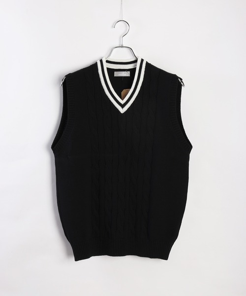 「WESTSEA」 ノースリーブニット S ライトベージュ メンズ_画像8