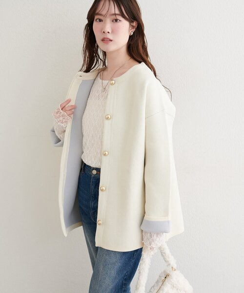「natural couture」 ニットカーディガン FREE チャコールグレー レディース_画像4