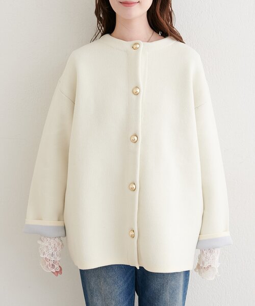 「natural couture」 ニットカーディガン FREE チャコールグレー レディース_画像6
