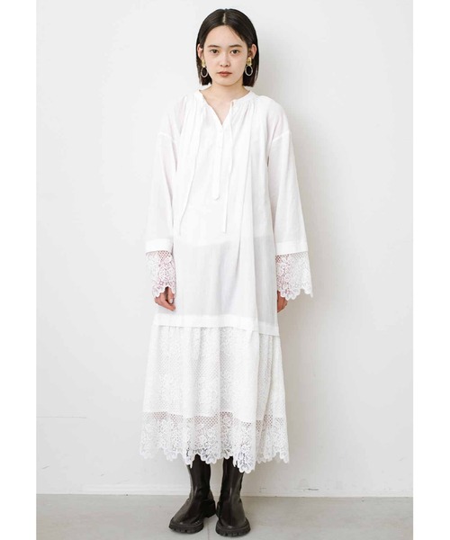 「MEDE19F」 長袖ワンピース MEDIUM ホワイト レディース