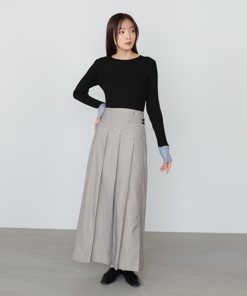「Bab」 プリーツスカート L チャコールグレー レディース_画像2