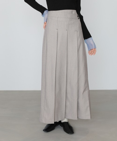 「Bab」 プリーツスカート L チャコールグレー レディース_画像3