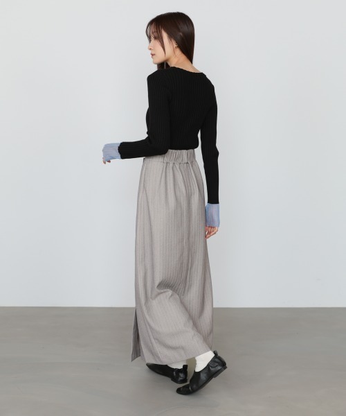 「Bab」 プリーツスカート L チャコールグレー レディース_画像4