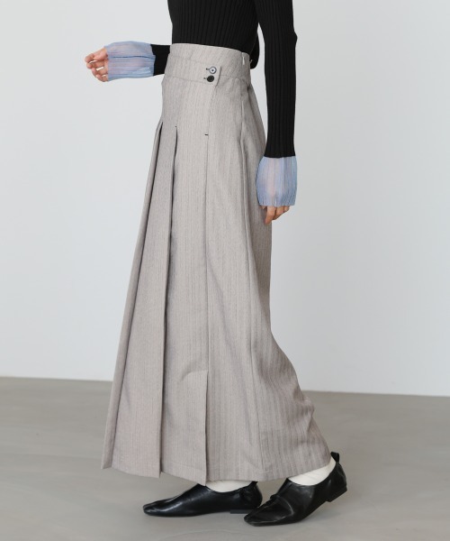 「Bab」 プリーツスカート L チャコールグレー レディース_画像5