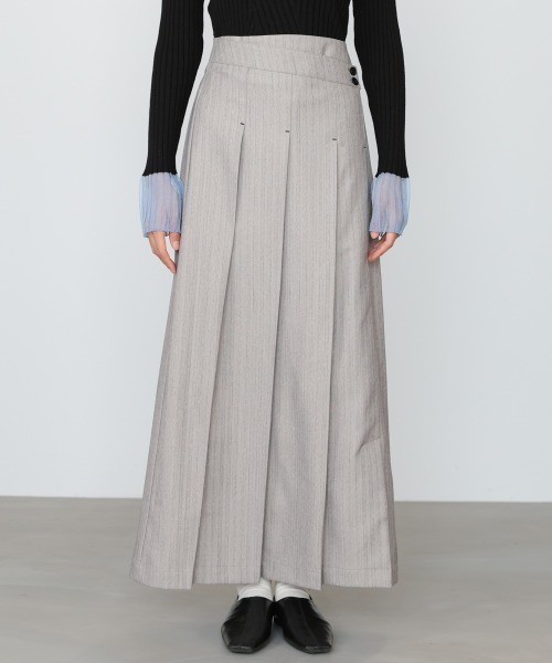 「Bab」 プリーツスカート L チャコールグレー レディース_画像7