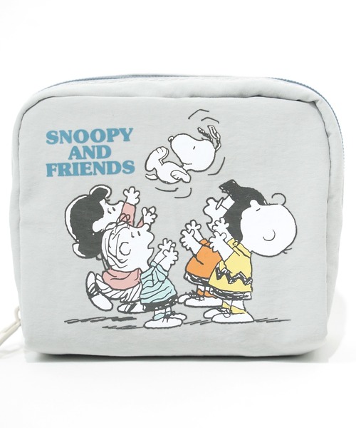PEANUTS ポーチ 09”「PEANUTS」ナイロン プリント スクエア ポーチ