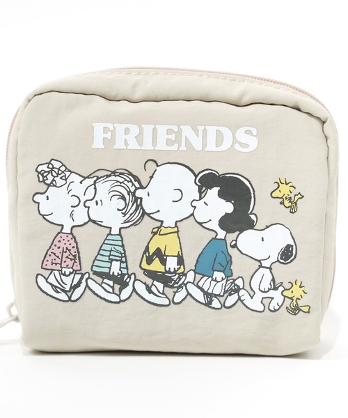 PEANUTS ポーチ 09”「PEANUTS」ナイロン プリント スクエア ポーチ