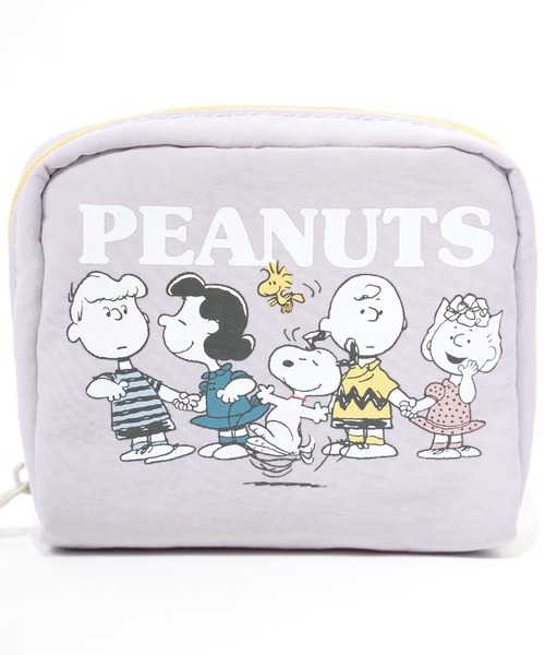 PEANUTS ポーチ 09”「PEANUTS」ナイロン プリント スクエア ポーチ