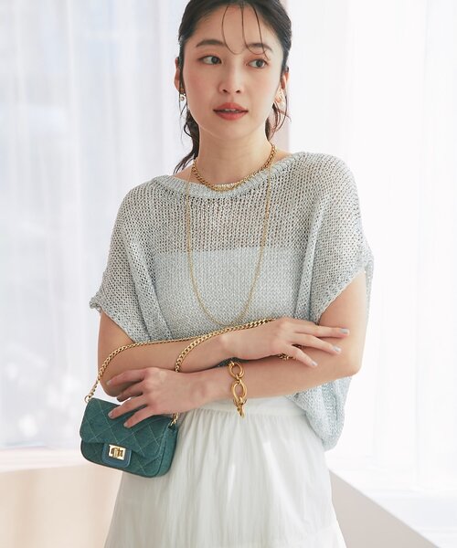 ラブティックボンボン　ラメ天竺ライトサマーニット　シルバー La boutique BonBon（ラブティックボンボン）の「ラメ天竺ライトサマー