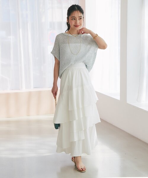 La boutique BonBon】リボン付メッシュ　ホワイトニットセーター La boutique Bonbon（ラブティックボンボン） ニット セーター 「復刻