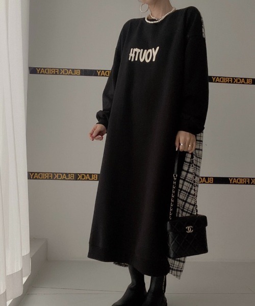 「FAVORITO」 長袖ワンピース F ブラック レディース_画像7