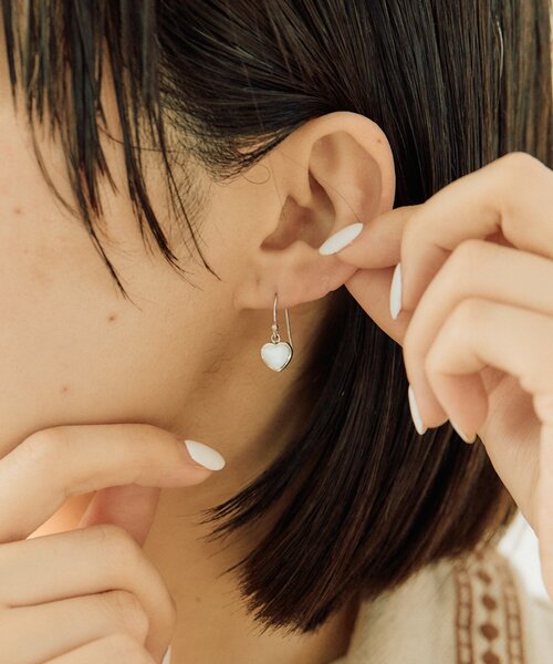 ピアス 「スターリングシルバー使用」シェルハートピアス レディース