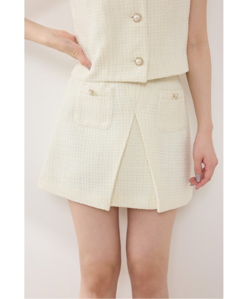 【新品未使用タグ付】25AW ADORE ¥63.800 スラブツイードスカート rienda（リエンダ） スカート 「AKB48着用」ベルト付きアシンメトリー