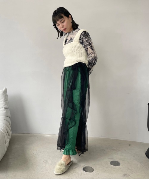 「SANSeLF」 ロングスカート FREE ブラック レディース_画像5