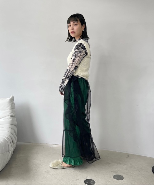 「SANSeLF」 ロングスカート FREE ブラック レディース_画像9