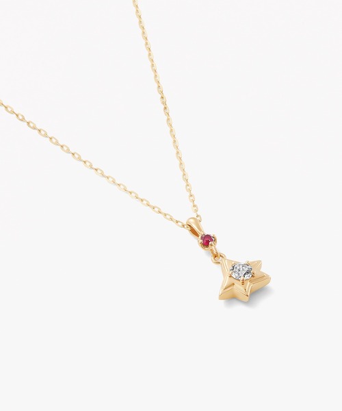 ネックレス 「星の王子さま」コレクションK10YG ダイヤモンド・ルビー ネックレス レディースの画像
