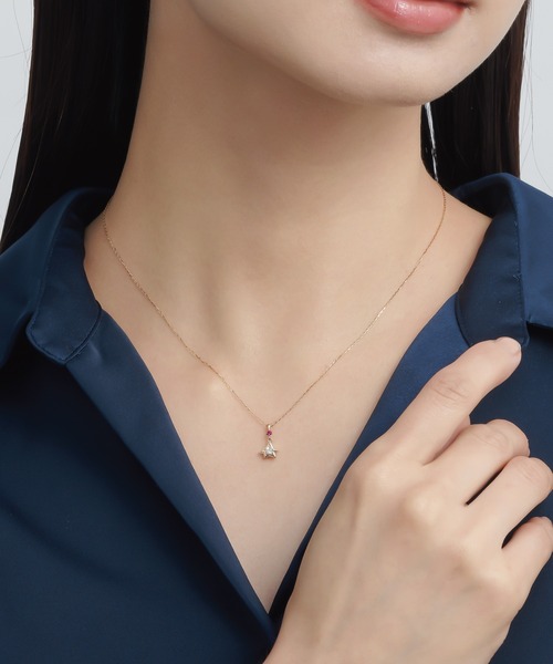 ネックレス 「星の王子さま」コレクションK10YG ダイヤモンド・ルビー ネックレス レディースの画像