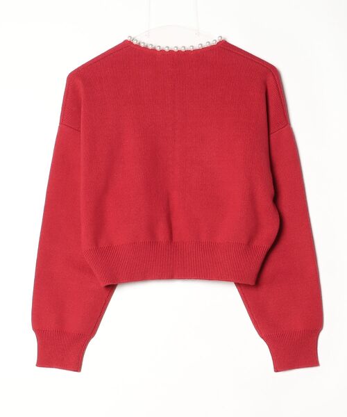 「BORDERS at BALCONY」 フリルニットカーディガン 38 レッド レディース_画像2