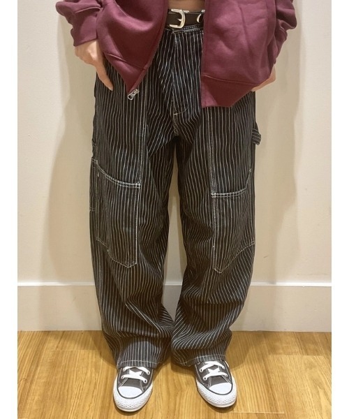 GAP（ギャップ） ワイドパンツ ジーンズ スーパーバギー ストライプ