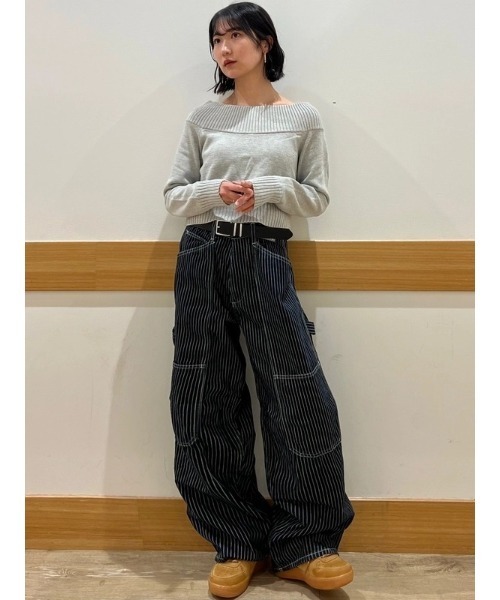 GAP（ギャップ） ワイドパンツ ジーンズ スーパーバギー ストライプ