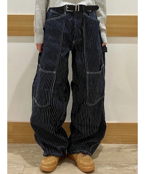 GAP（ギャップ） ワイドパンツ ジーンズ スーパーバギー ストライプ