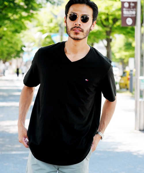 Tシャツ Tシャツ Tommy Hilfiger トミーヒルフィガー Basic Cotton Core Flag メンズ Vネック 半袖