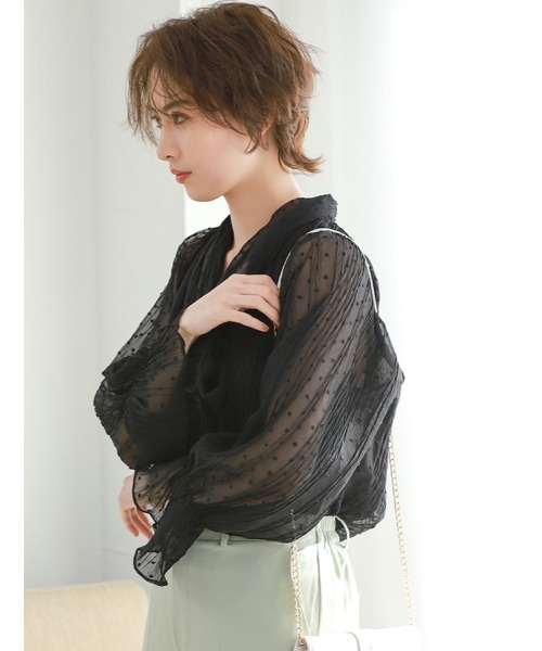 fifth（フィフス） ブラウス シャツ ドットシフォンボウタイブラウス