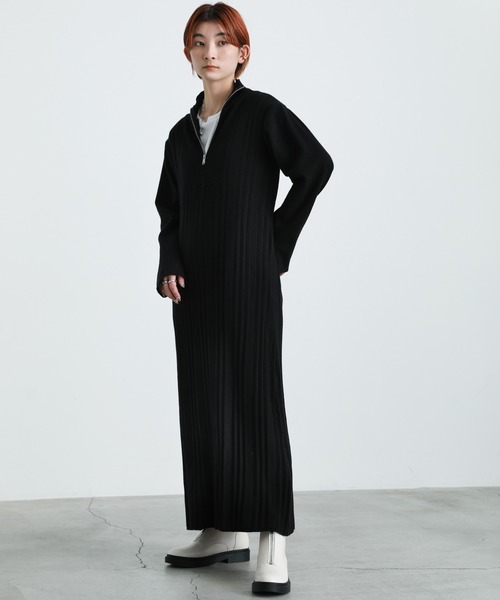 ワンピース moca select MOCA ワンピース 2021 AW ハイネックハーフジップニット