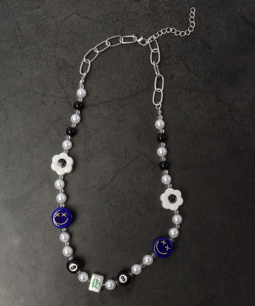 1004ST ネックレス 1004ST 8BALL スマイル ビーズ シルバーネックレス 