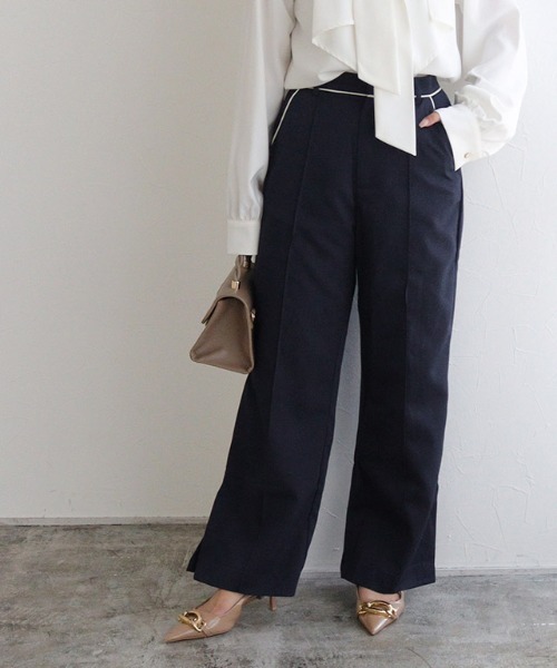 Pierrot（ピエロ） スラックス パンツ 配色パイピングパンツ