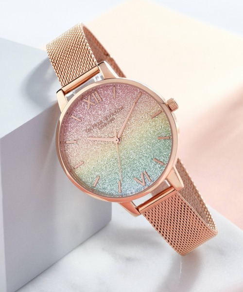 腕時計 「OLIVIA BURTON/オリビアバートン」 レインボー グリッター 