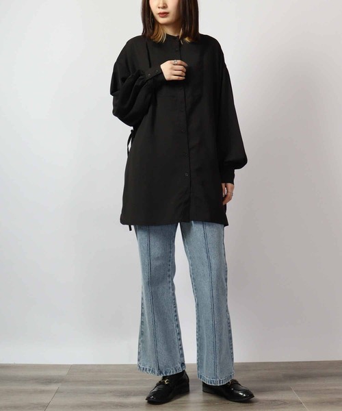 ブラウス シャツ 「spiritoso」サイドリボンツイルブラウス レディース spiritoso ブラウス シャツ サイドリボンツイルブラウス
