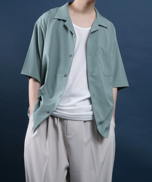 ANPAS シャツ Cool ＆ Dry Touch Fabric Oversized Open Collar