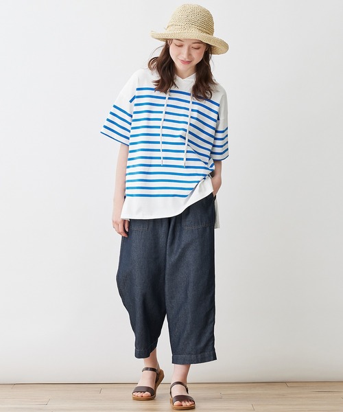 Viola e カーゴパンツ デニム素材ゆるシルエットバルーンパンツ