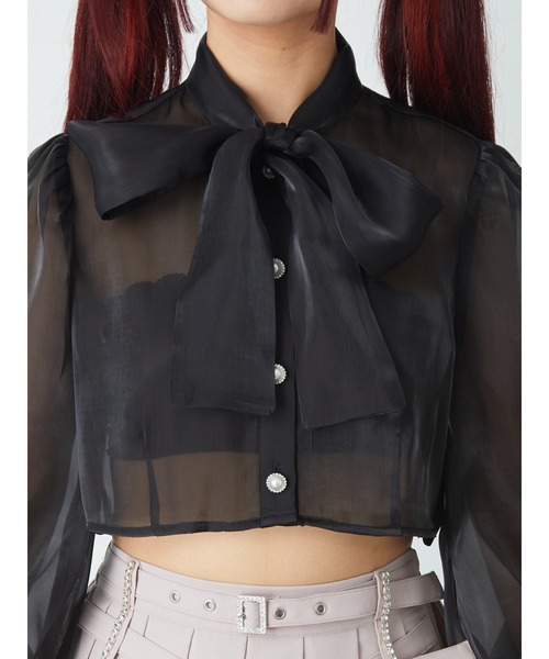 Ank Rouge（アンクルージュ） ブラウス シャツ リボンタイシアー