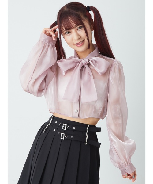 【専用】anplegant リボンタイブラウス pink Ank Rouge ブラウス シャツ リボンタイシアーブラウス