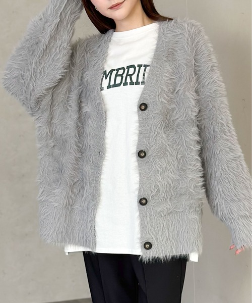 Per sist ence（パーシエンス） カーディガン Vネック シャギー ニット