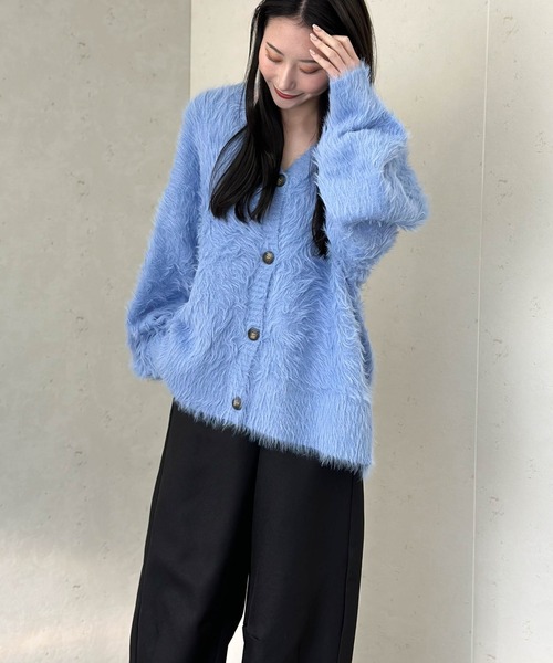 Per sist ence（パーシエンス） カーディガン Vネック シャギー ニット