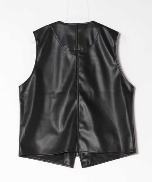 JOHN'S CLOSET ベスト ジレ 「13」PUレザー ノーカラー
