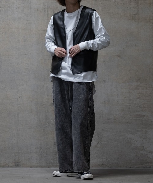 ベスト、ジレ JOHN'S CLOSET ベスト ジレ 「13」PUレザー ノーカラー