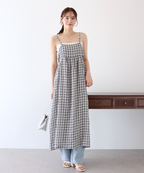 BLUEEAST ワンピース シアーチェックキャミワンピース