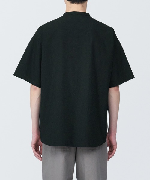 MHL. ノーカラー　バンドカラー　半袖シャツ　ヘンリーネック　オーバーサイズ 無印良品（MUJI） シャツ 紳士 涼感ヘンリーネック半袖布帛Tシャツ